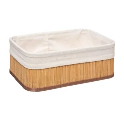 Lot de 3 paniers bambou et tissus